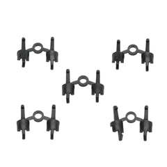 Five black spare couplings arranged in a pattern, compatible with Bruder toy vehicles.