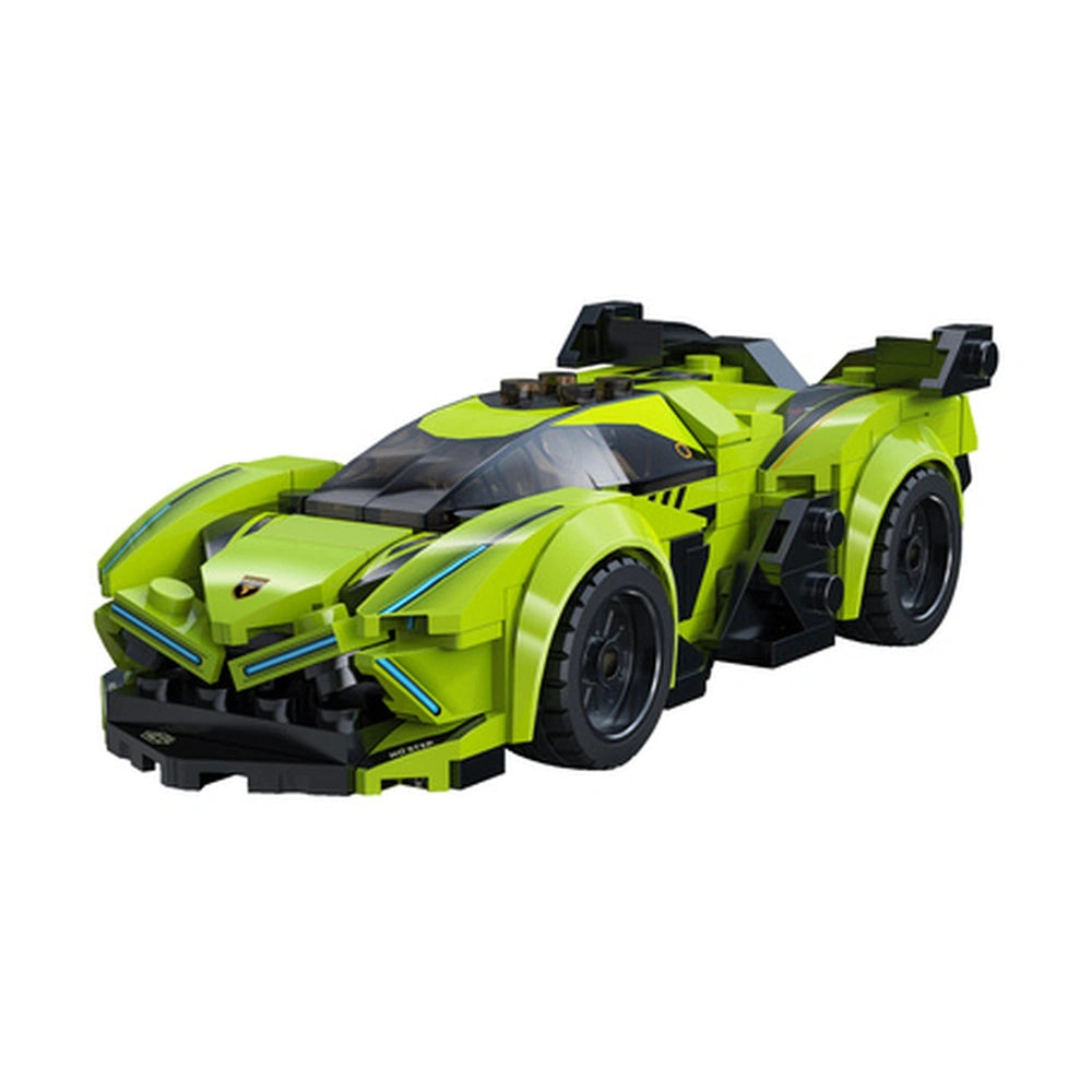 CaDA Chrono Blade Car C55056W features a glossy yellow body, black rubber tires, and various components including headlights 