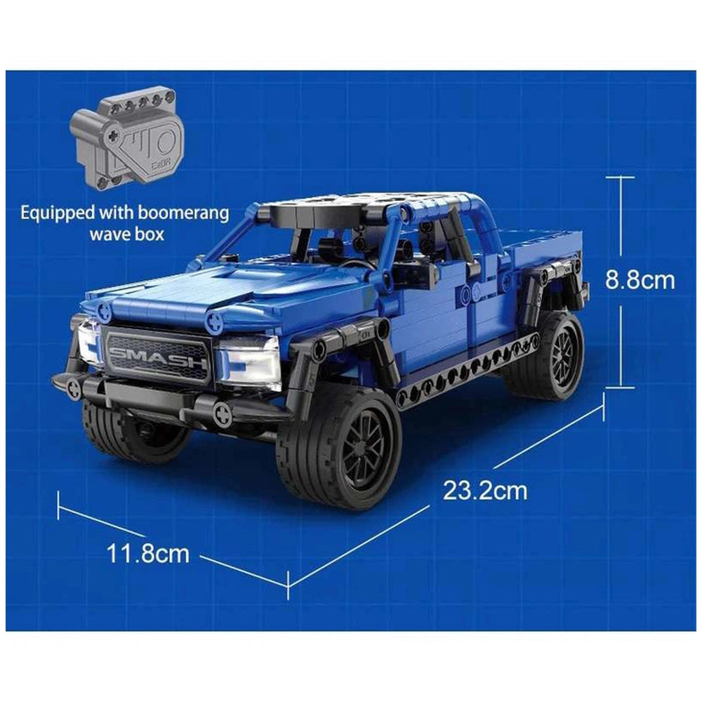 CaDA Smash Off-Roader Pickup in blue matte finish with black matte accents and tinted windows, showcasing a rugged design.