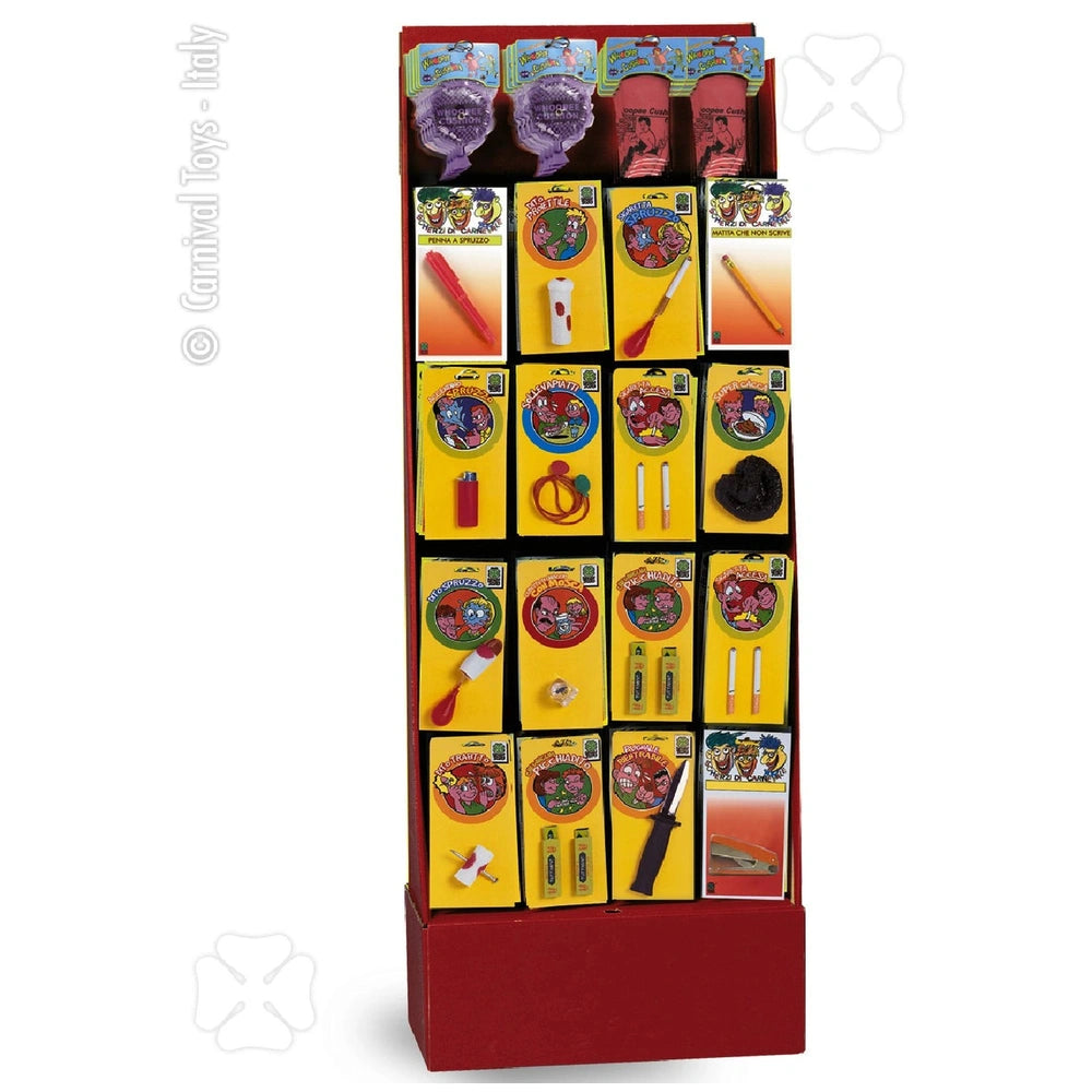 Carnival Toys 24 Fun Jokes Pack in glossy yellow and red box, featuring colorful dental care items and age markings for kids.