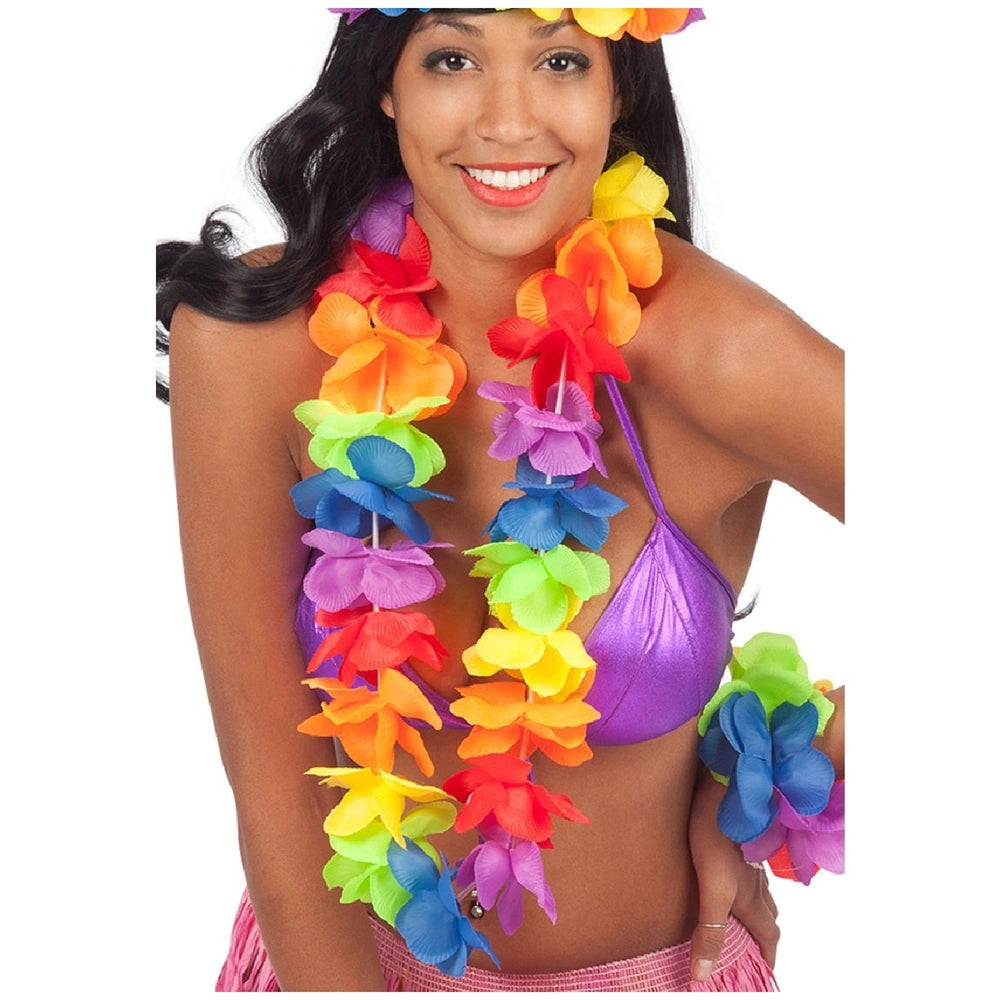 Carnival Toys - Colorful Hawaii Flowers Necklace For Kids Fun Dress Up - Pretend Professions And Role Playing