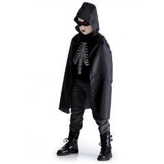 Carnival Toys - Taffeta Zwarte Cape Met Kap Voor Kinderen 80 Cm Perfect Voor Verkleden En Rollenspel - Doen alsof Beroepen En Rollenspel