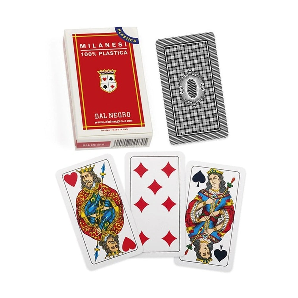 Dal Negro Milanesi Pro Cards N.41 in a glossy red case with white and yellow accents, featuring 40 matte finish playing cards