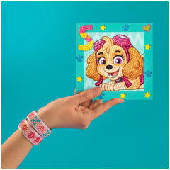 Diamond Dotz Dotzies Paw Patrol Skye features a smiling cartoon dog with a brown coat and pink-blue highlights on a glossy bl