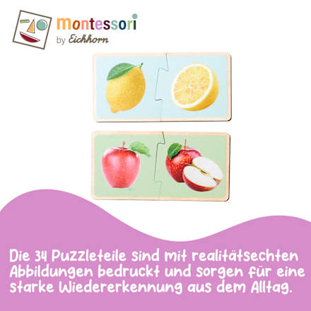 Montessori - Houten Fruit- en Groentepuzzel - Educatief Speelgoed