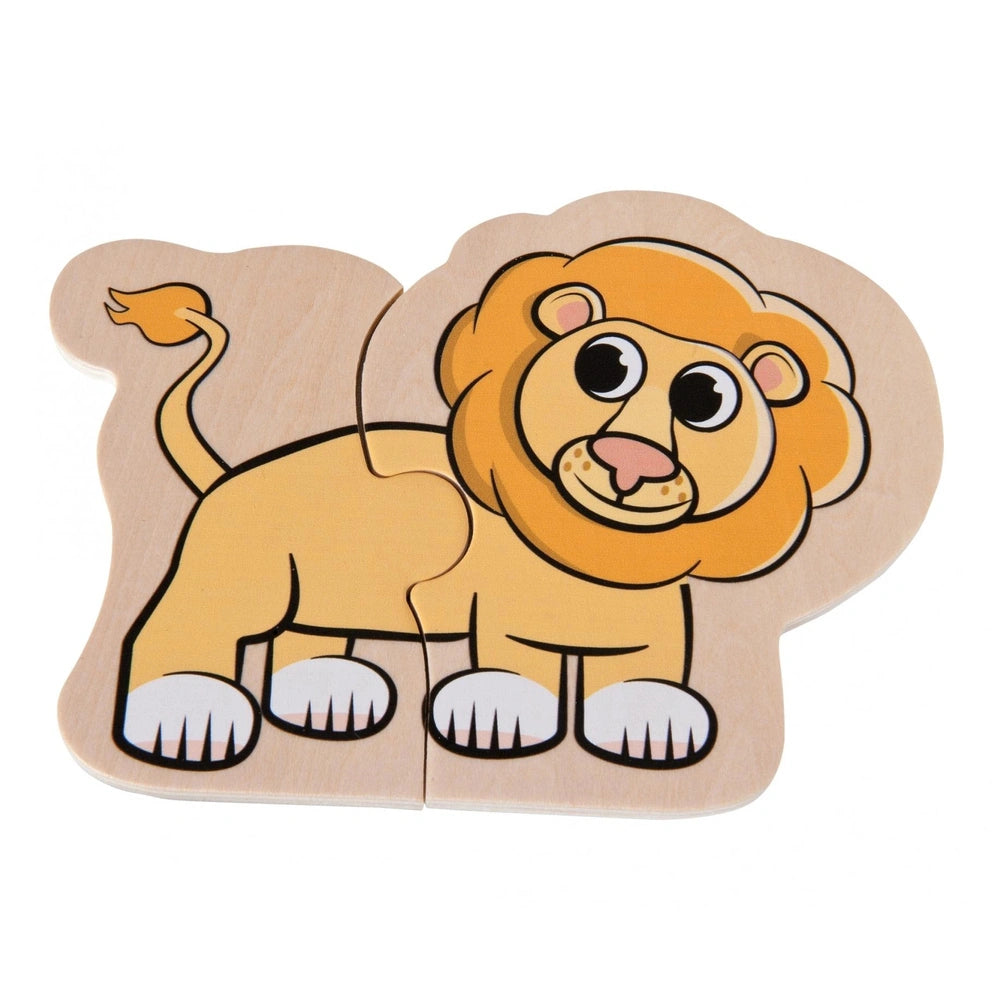 Eichhorn wooden animal puzzle featuring a colorful lion piece with a child-friendly design, perfect for toddlers.
