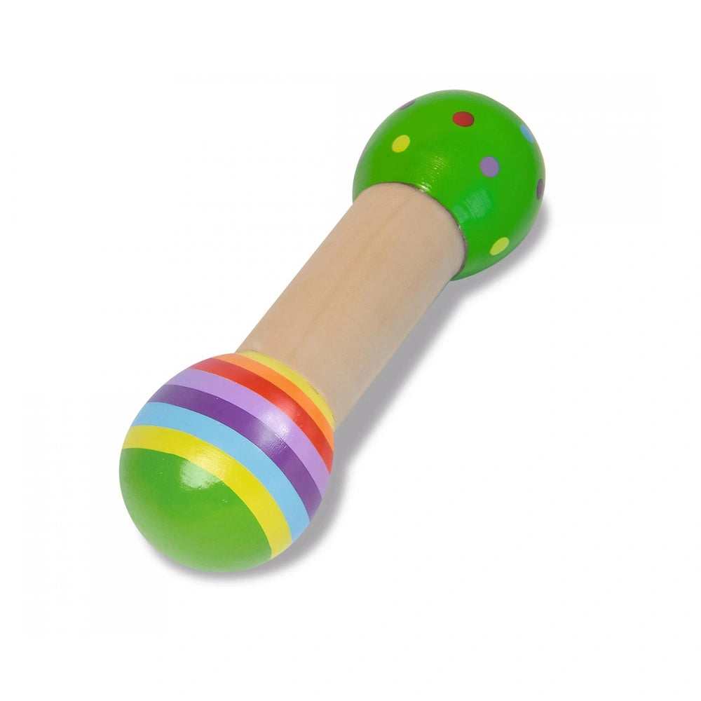 Eichhorn Wooden Music Set features a colorful striped toy microphone with a wooden handle, perfect for imaginative play.