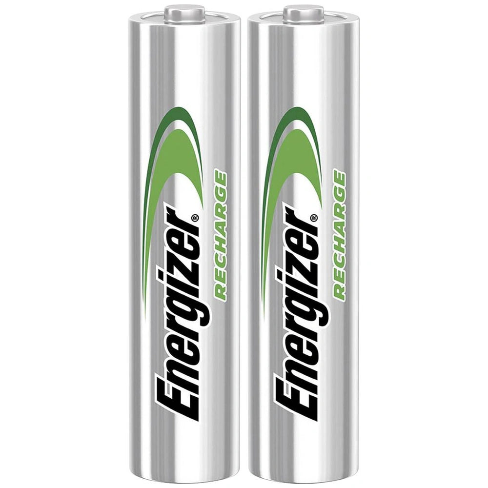 Energizer Extreme HR03 AAA rechargeable battery with metallic silver finish, labeled "ENERGIZE RECHARGE", cylindrical shape.