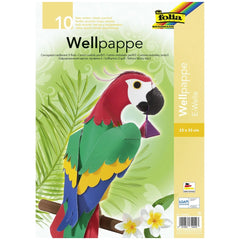 Folia Hobby Set features corrugated cardboard sheets with a colorful bird, flowers, and a green background in retail packagin