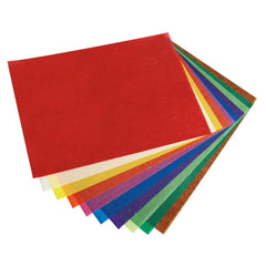Folia transparent paper block featuring red, yellow, green, blue, purple, and brown sheets, 18.5 x 29.7 cm, 10 pieces.