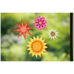 Folia transparent paper block featuring 10 multi-coloured sheets with a red star, pink flower, and yellow sun design.
