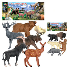 Ginmar High Mountain Wild Animal Toy Collection Pack features colorful animal illustrations on glossy white cardboard packagi