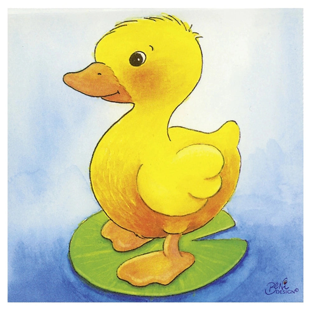 Gollness Baby Animals Cube Puzzle featuring a yellow duck on a green surface, designed for toddlers.