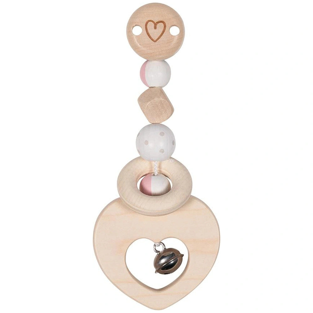 Gollness Clip Heart baby toy features a multi-layered wooden heart design with multiple rings in a front view layout.