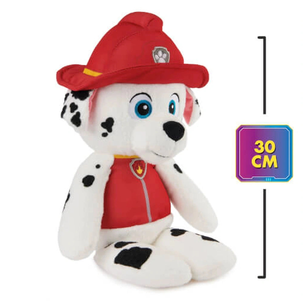 Take Along Marshall plush toy features a smiling Dalmatian with a red hat, blue eyes, and a soft, cuddly body.