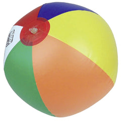 Happy People beach ball, 30 cm, featuring red, blue, yellow, and green plastic sections with an orange bottom.