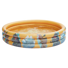 Jurassic World inflatable pool with a smooth, glossy yellow to orange gradient, measuring 122 x 23 cm.