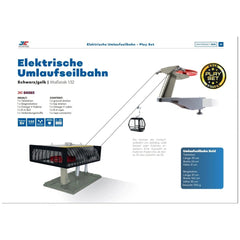 Jagerndorfer Black-Yellow Cable Car D-line 1:32 model features a metallic silver surface with black elements and a red button