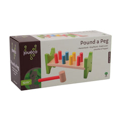 Johntoy Pound A Peg Set in colorful cardboard packaging featuring pegs, a peg board, and a plastic window for visibility.