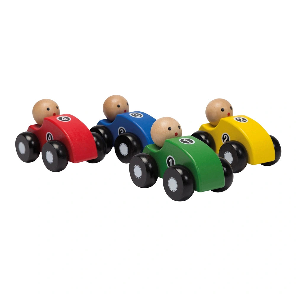 Johntoy - Wooden Cars 4 Assorted In Display - Play Vehicles