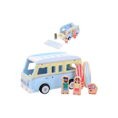 Johntoy - Houten Retro Strandbus - Baby Activiteit Speelgoed