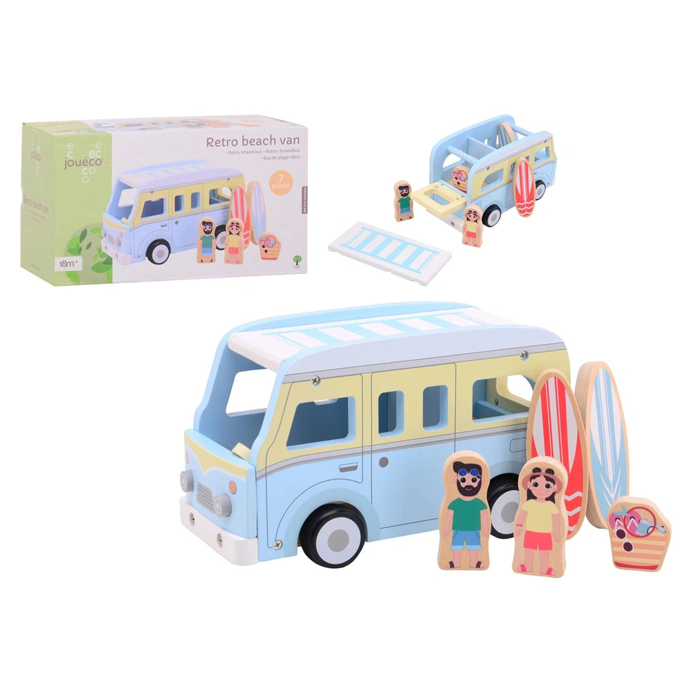 Johntoy - Houten Retro Strandbus - Baby Activiteit Speelgoed