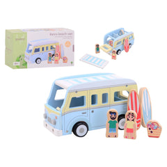 Johntoy - Houten Retro Strandbus - Baby Activiteit Speelgoed