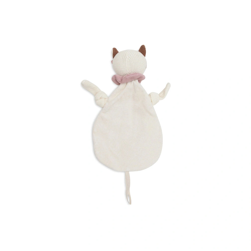 Jollein Pacifier Cloth Jill features a plush cat with white garment, brown ears, paws, and tail, showcasing soft fabric textu