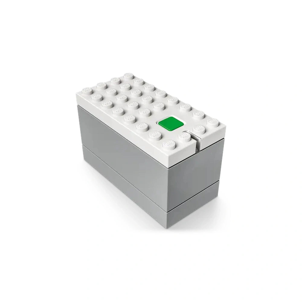 Sleek LEGO City Express Passenger Train construction set featuring a gray base and a white top with a green square button.