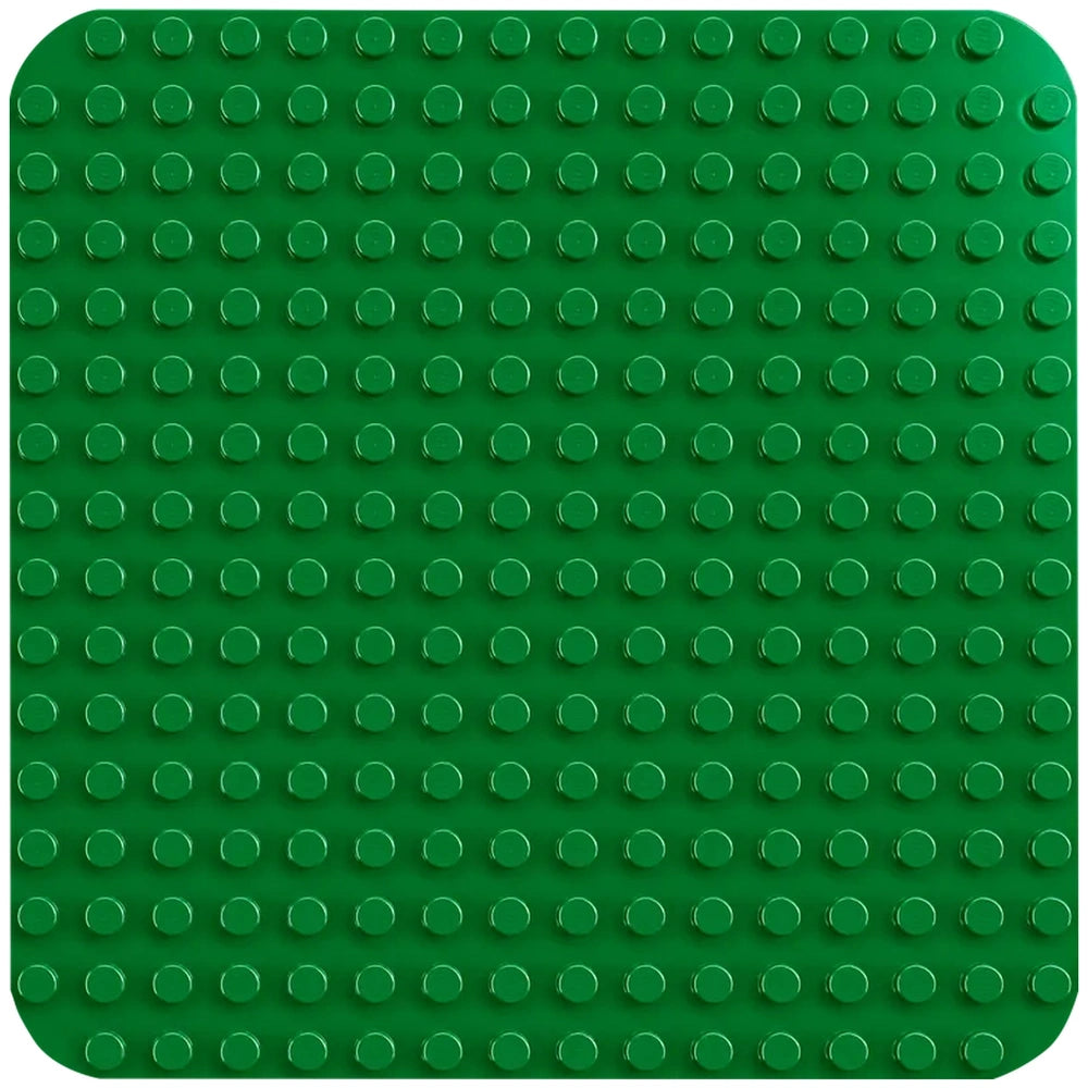 LEGO® DUPLO® Green Building Plate, a 16x16 stud square baseplate in vibrant green, perfect for young builders' creative projects.