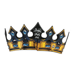 Liontouch King Crown features a yellow middle section, black outer edges, and blue gemstones on pointy tips.