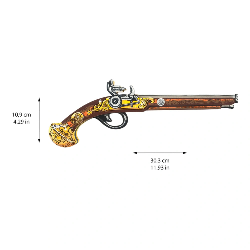 Liontouch Napoléon pistol in yellow and gold with a black handle and silver trigger, designed for pretend play and role-playi