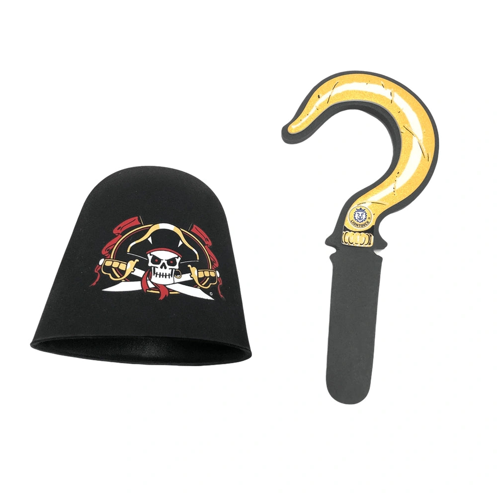 Liontouch Pirate Hook features a black pirate hat with a red skull and crossbones alongside a yellow banana with a black stem