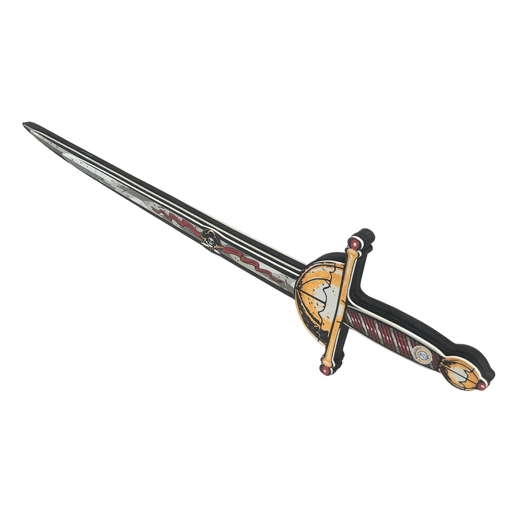 Liontouch Pirate Sword features a metallic finish with a yellow and red design on the blade and a black grip handle.