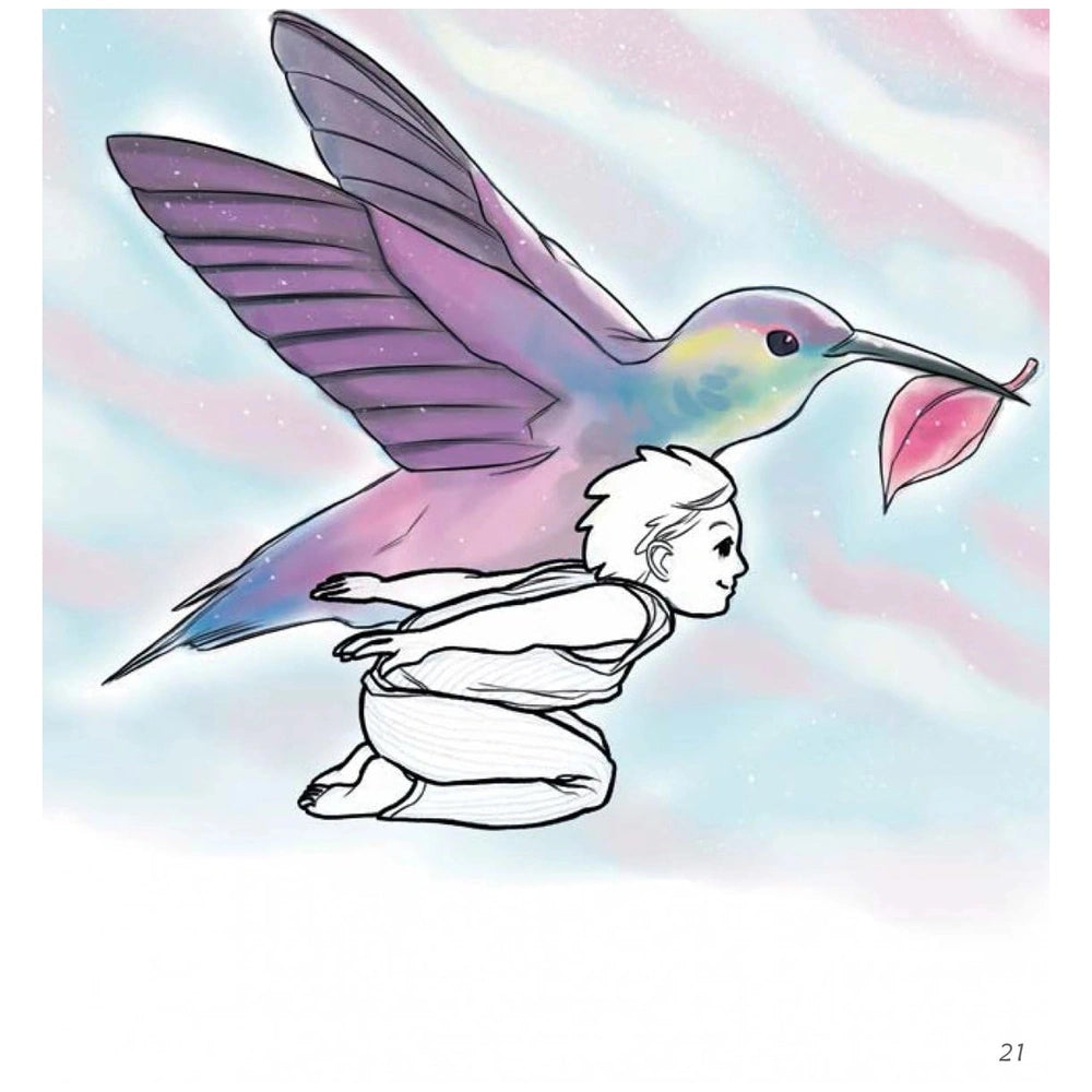 MACRO JUNIOR book features a blonde child with a colorful bird holding a pink leaf in a vibrant lifestyle scene.