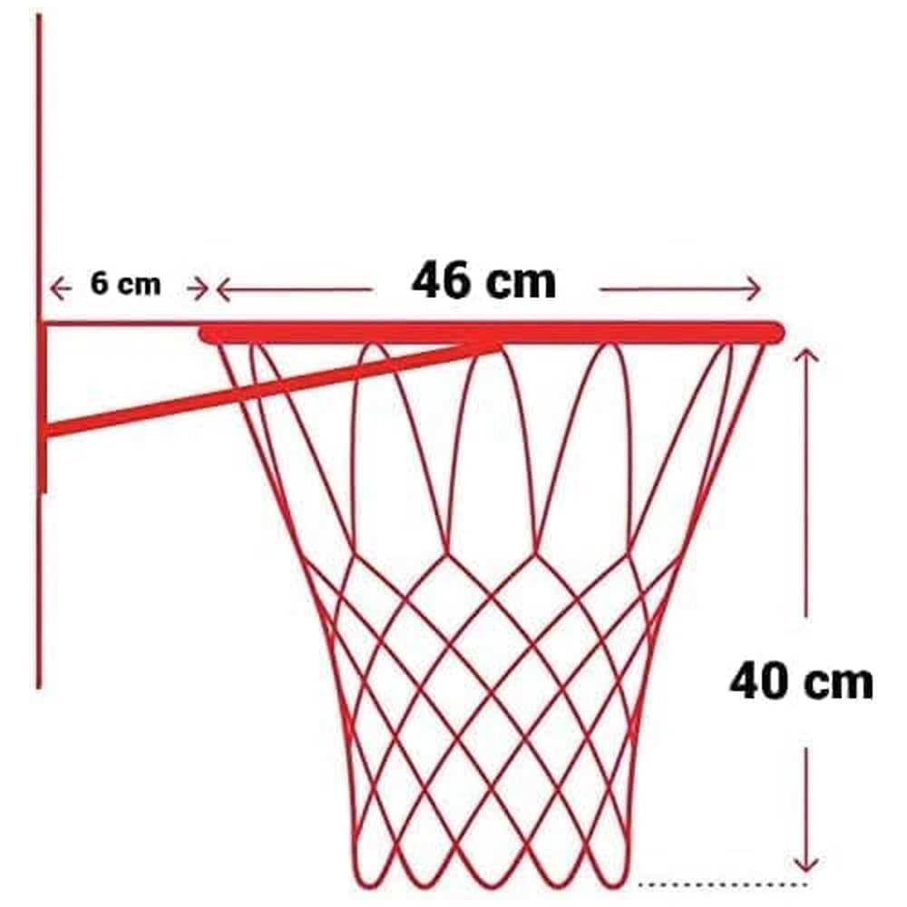 Mandelli basketball hoop features a red basket with 46 cm net and black text, designed for sports toys.