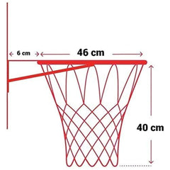 Mandelli basketball hoop features a red basket with 46 cm net and black text, designed for sports toys.