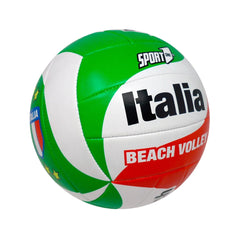 Mandelli Italy tricolor beach volleyball features a textured synthetic surface in green, white, and red colors, 22 cm in size