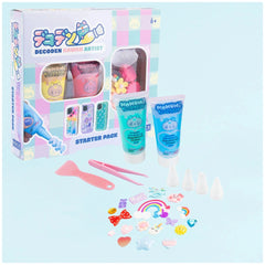 Momomi Decoden Kawaii Artist Creamy Phone Cover Starter Pack in pink checkered packaging with scissors, glue, and decorative 