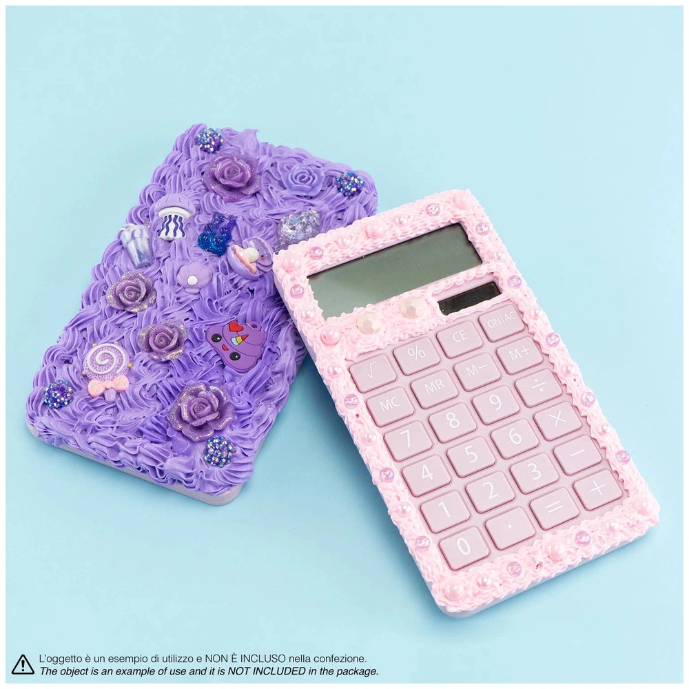 Purple glossy icing covers a rectangular creamy phone cover with rounded corners, adorned with small flower embellishments.