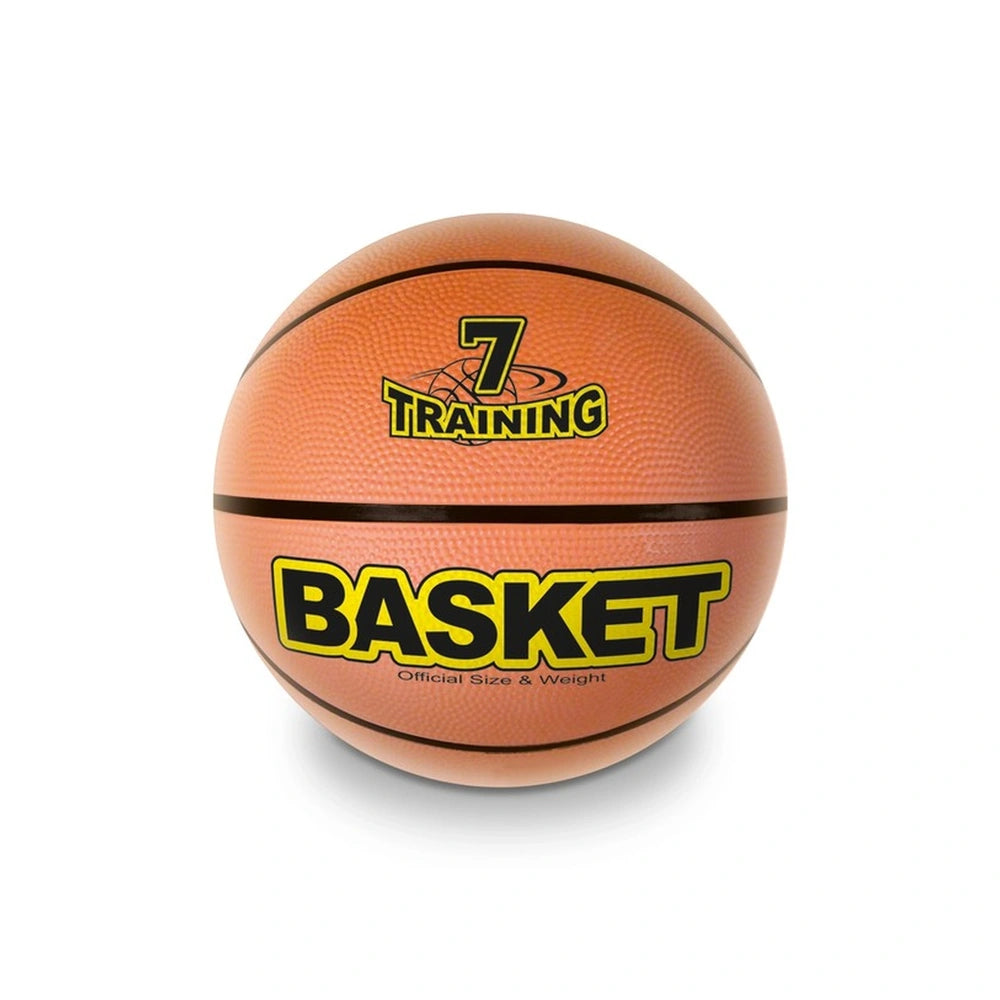 Mondo Basket Training Ball Size 7, orange with black text, featuring "TRAINING" and "BASKET" in bold, matte finish.