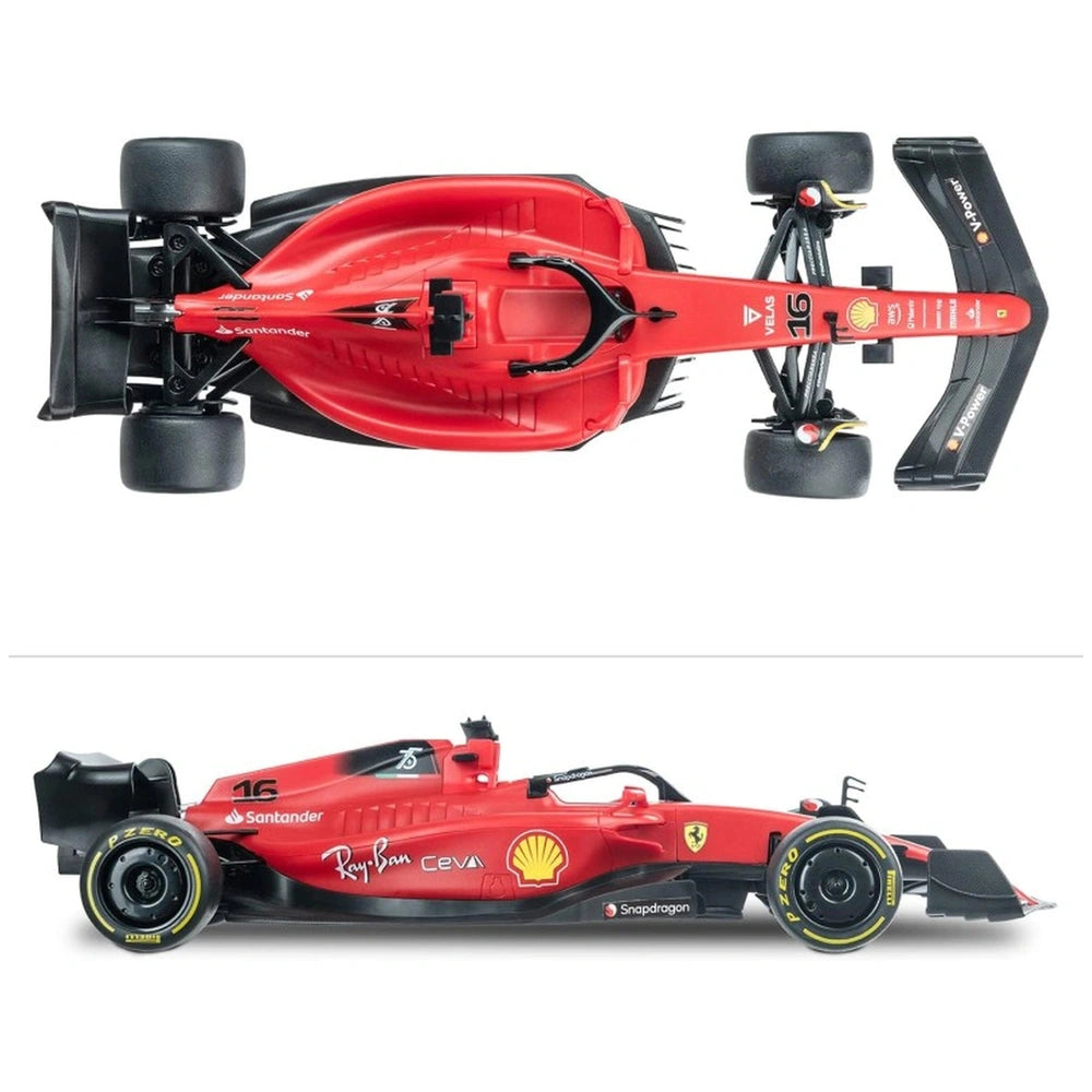 Mondo Ferrari F1 75 radio-controlled car in glossy red with black wheels featuring yellow and red accents.