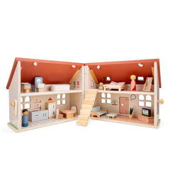 New Classic Toys - Vouwbaar Poppenhuis Inclusief Meubels - Poppen, Speelsets & Speelgoedfiguren