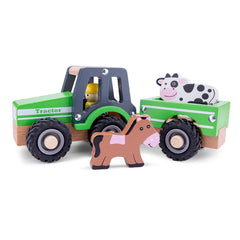 New Classic Toys - Tractor met Aanhanger - Dieren - Speelvoertuigen