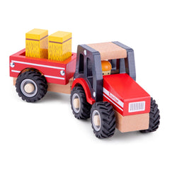 New Classic Toys - Tractor met Aanhangwagen - Hooi Stapels - Speelvoertuigen