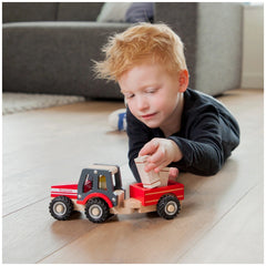 New Classic Toys - Tractor met Aanhangwagen - Hooi Stapels - Speelvoertuigen