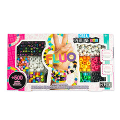 Beads ABC Pcs 500 Fluo set in pink packaging featuring colorful text for arts and crafts projects.