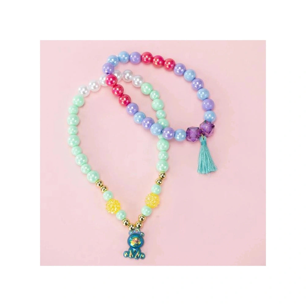 Jewel Design 600 Precious Beads features glossy, colorful beads with a metal clasp and light blue fabric tassel.