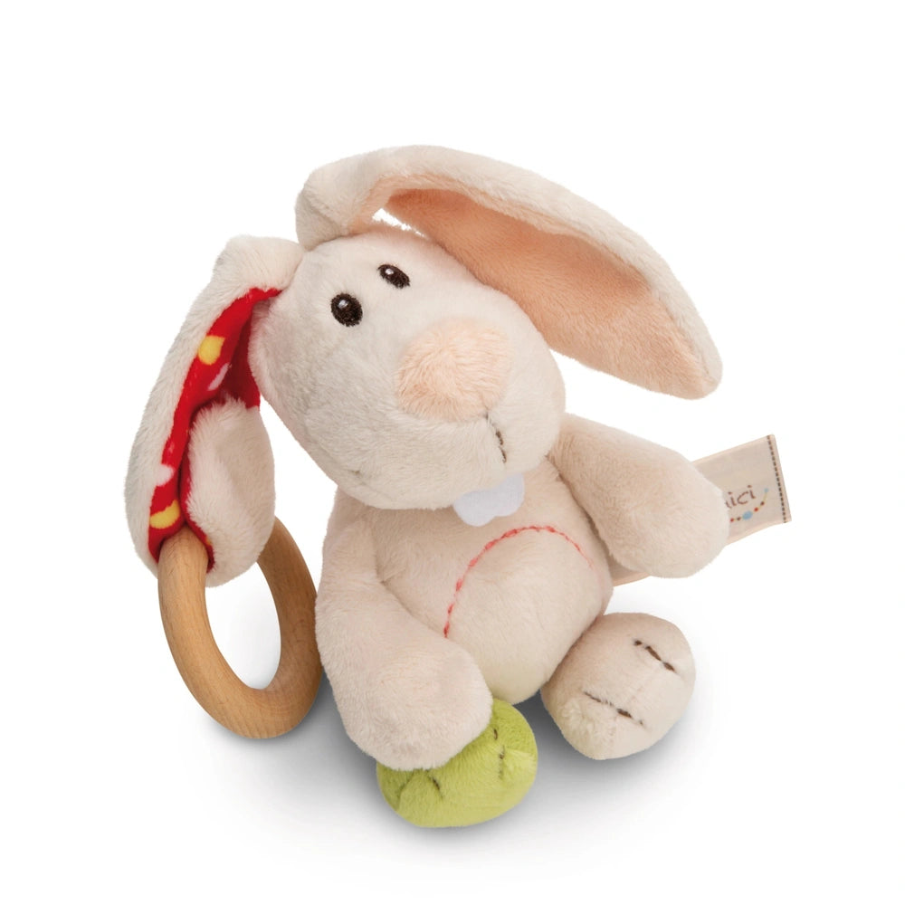 NICI - My First NICI - Griffin Rabbit Tilli With Wooden Ring - Pacifiers & Teethers