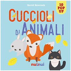 NuiNui Animal-Puppies Pop-Up Book, Italian edition, features bold red title on light blue background with author's name.